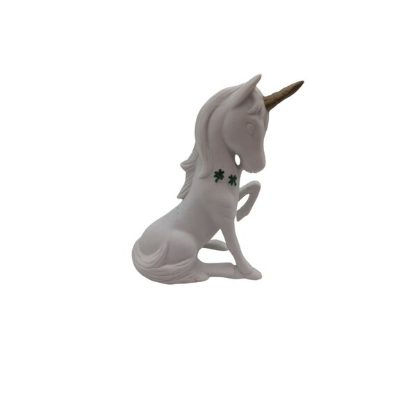 Vintage Lefton Unicorn Figurine Lucky Irish Shamrock 1985 Porcelain Bisque - Picture 2 of 9